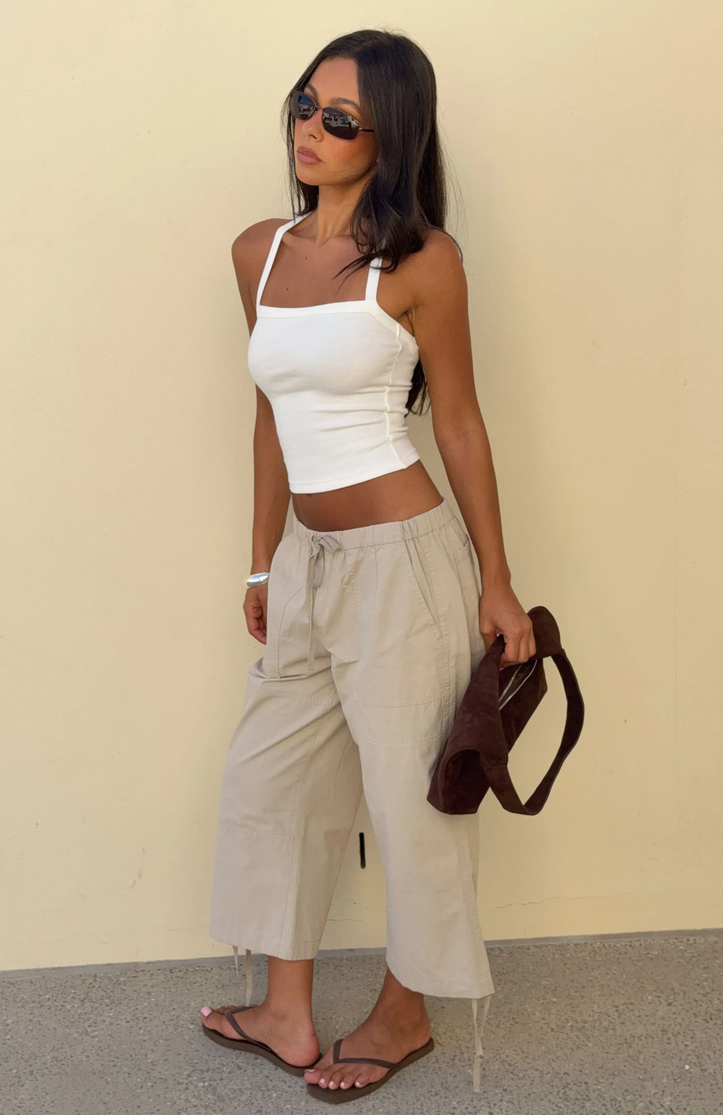 Date Me Capri Cargo Pants Stone sold by White Fox Boutique