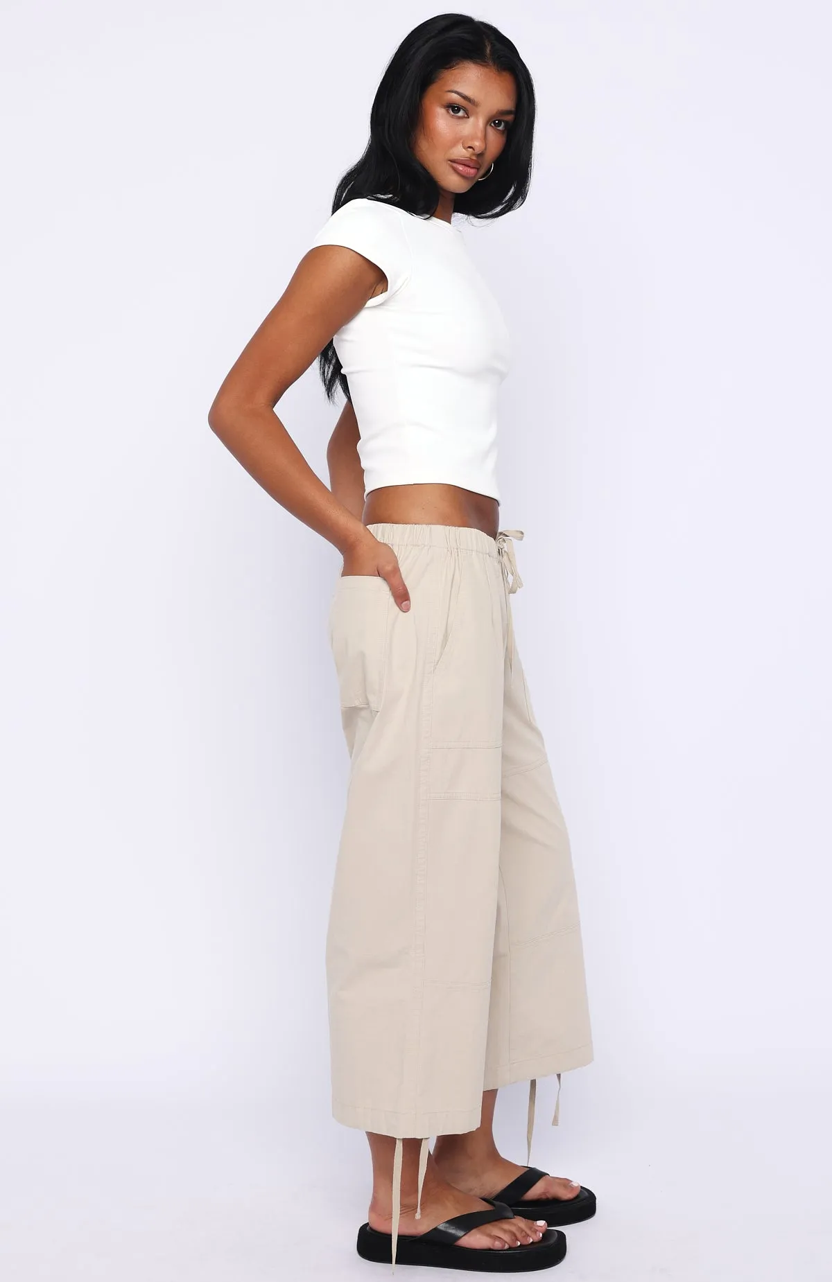 Date Me Capri Cargo Pants Stone sold by White Fox Boutique product image thumbnail 4