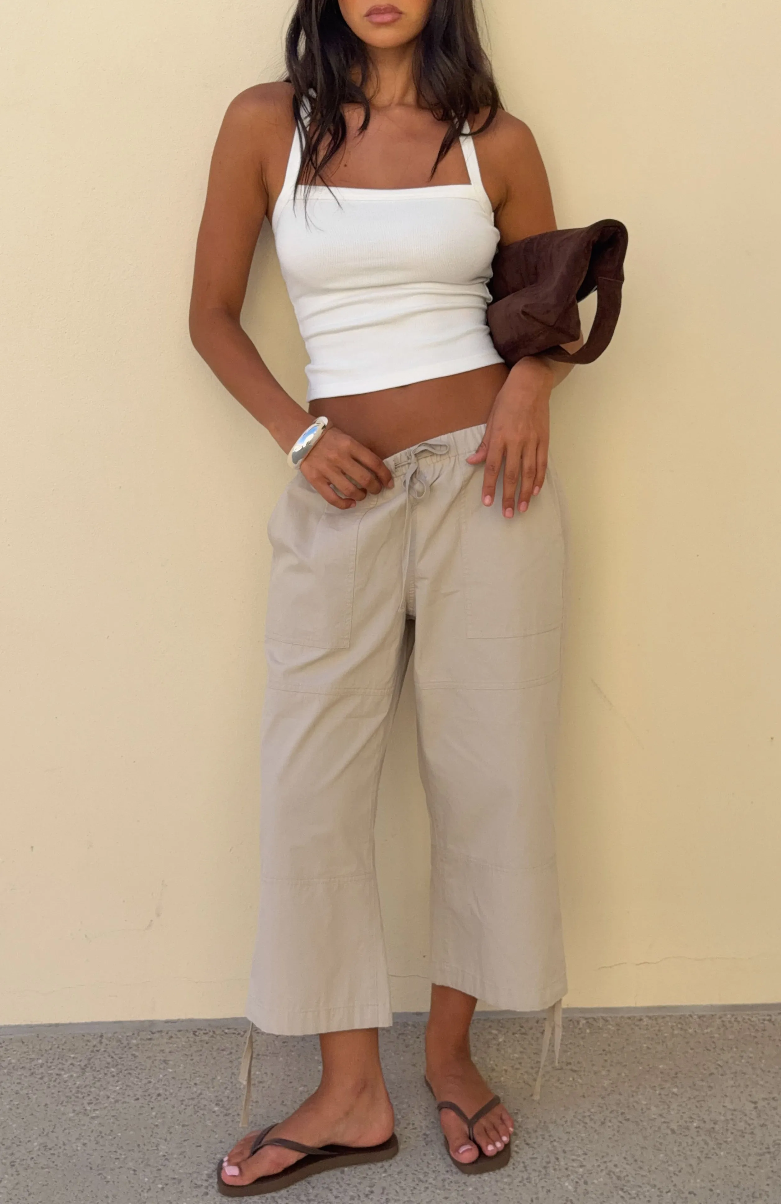 Date Me Capri Cargo Pants Stone sold by White Fox Boutique product image thumbnail 2