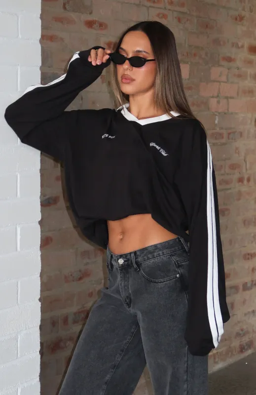 Dreamy Skies Long Sleeve Oversized Jersey Black made by White Fox Boutique