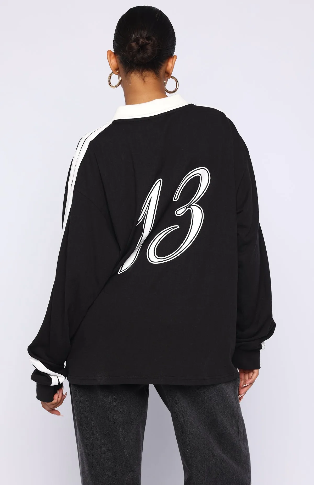 Dreamy Skies Long Sleeve Oversized Jersey Black sold by White Fox Boutique product image thumbnail 5