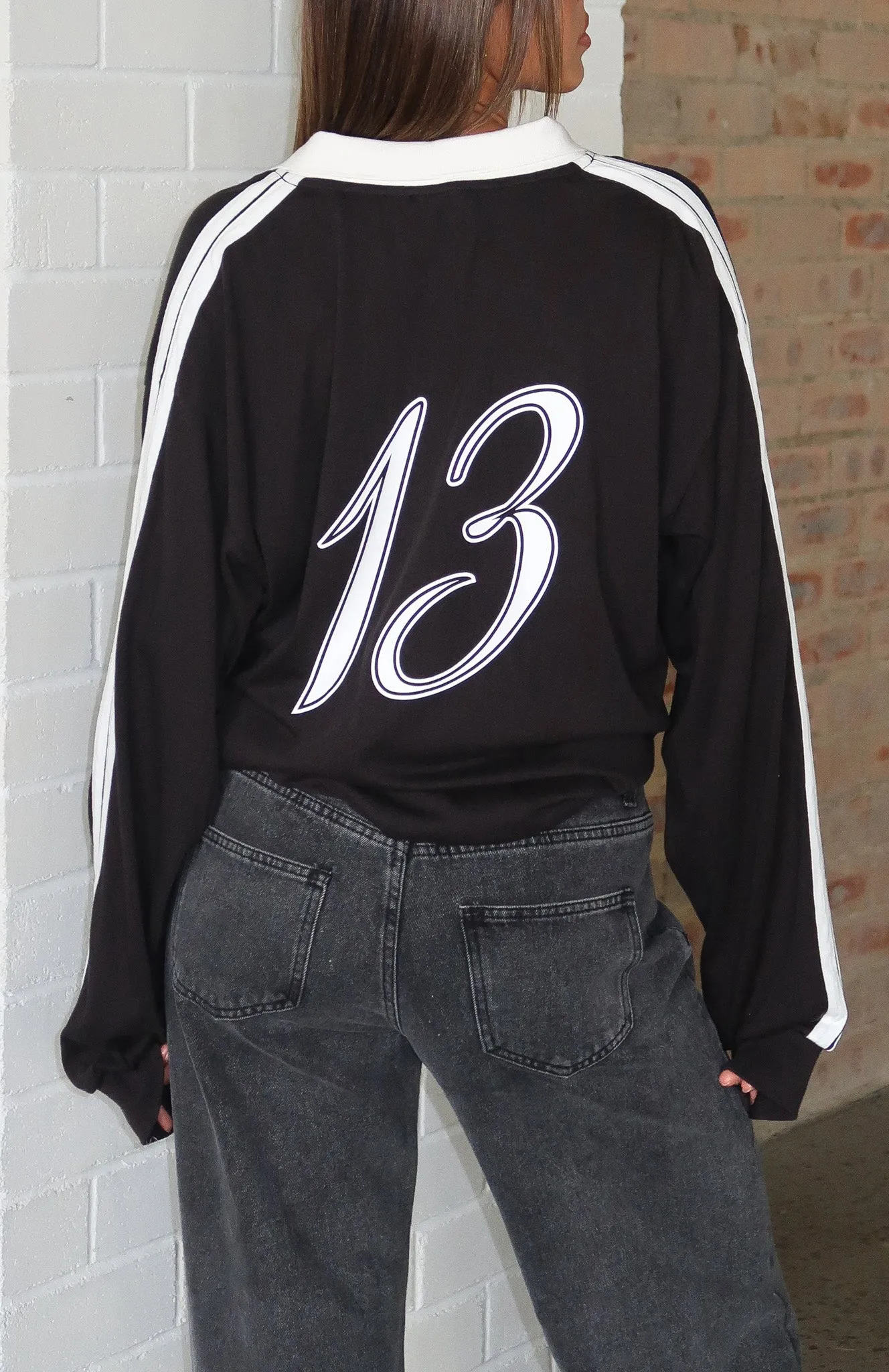 Dreamy Skies Long Sleeve Oversized Jersey Black sold by White Fox Boutique product image thumbnail 2