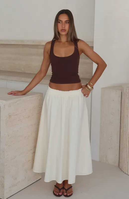 Lost In Your Love Maxi Skirt Cream made by White Fox Boutique