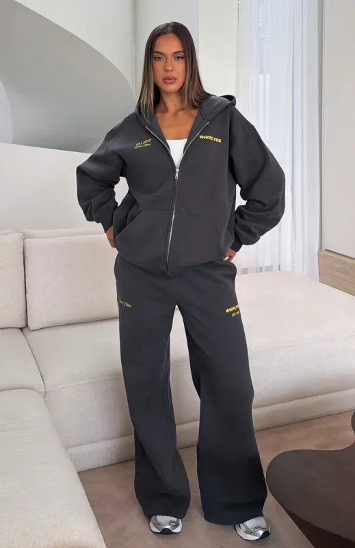 Proving Myself Wrong Wide Leg Sweatpants Charcoal made by White Fox Boutique