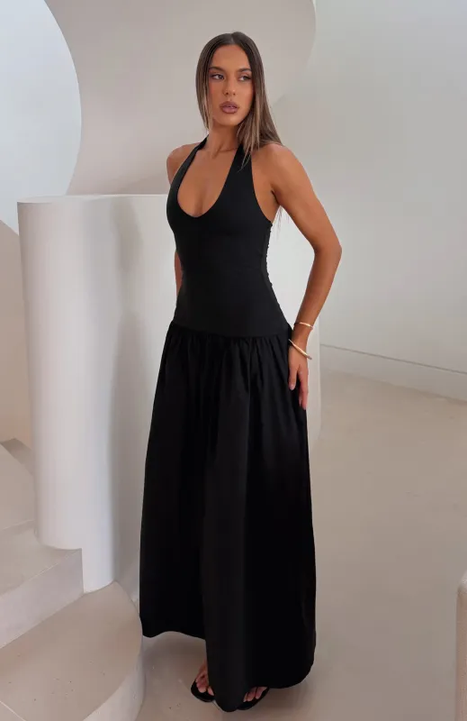 Dreamtime Halter Maxi Dress Black made by White Fox Boutique