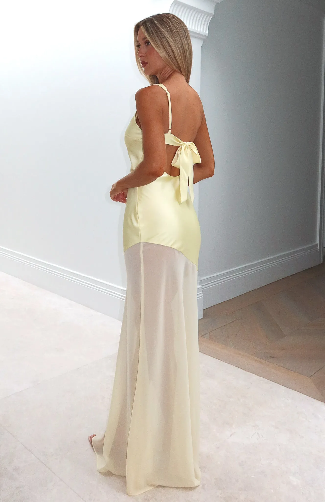 Vip Vibes Maxi Dress Lemon sold by White Fox Boutique