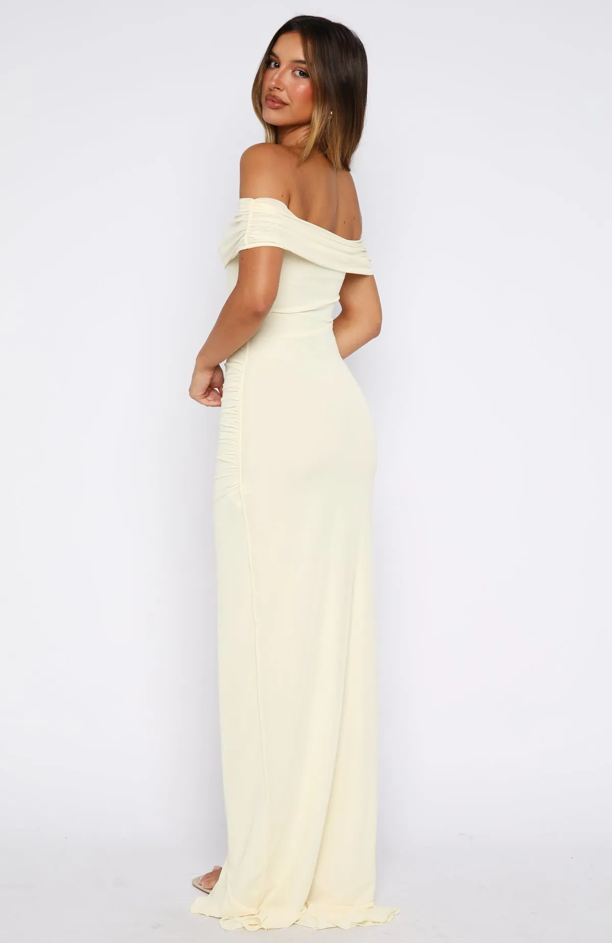 Icon In Motion Off Shoulder Maxi Dress Lemon sold by White Fox Boutique product image thumbnail 5