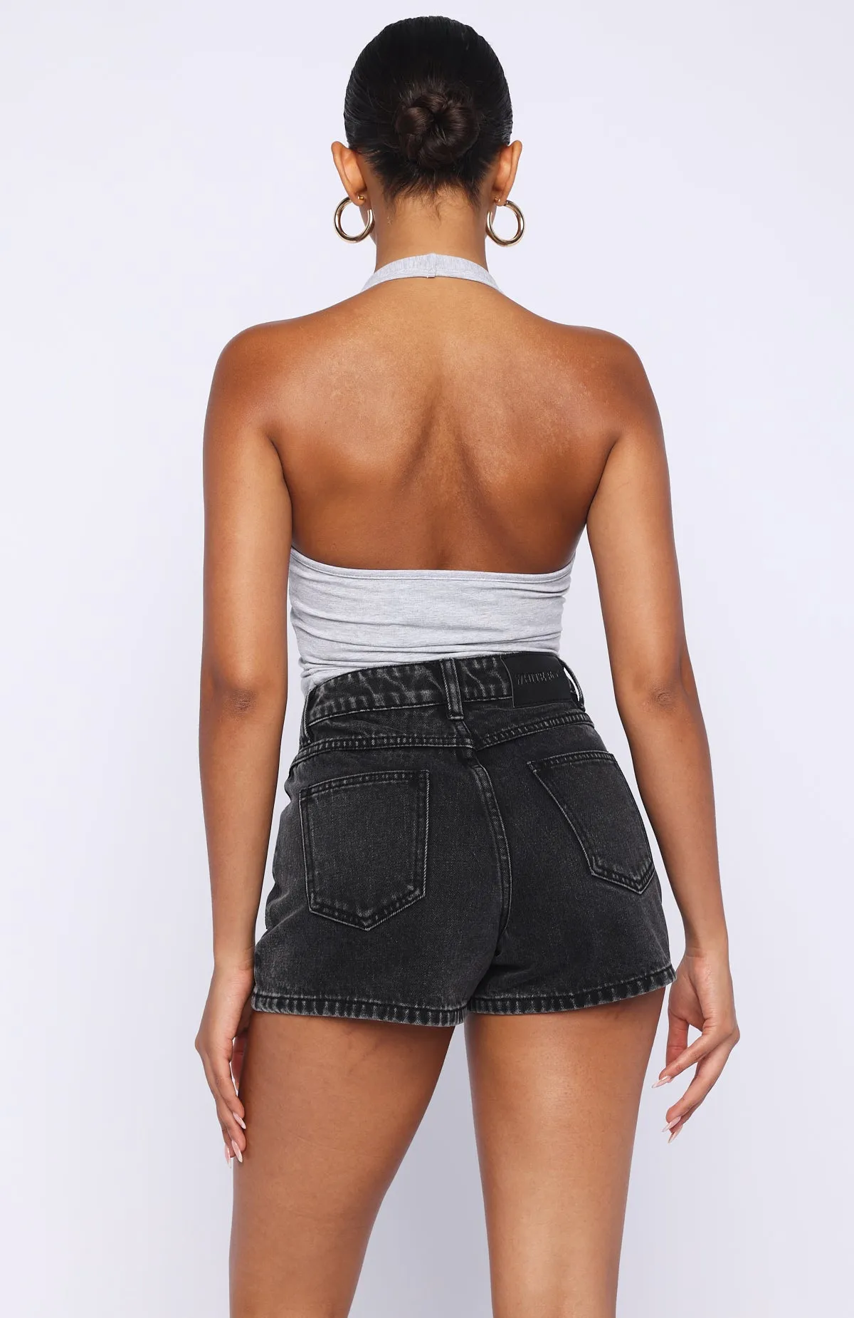 Hayley High Rise Denim Shorts Black Acid sold by White Fox Boutique product image thumbnail 4