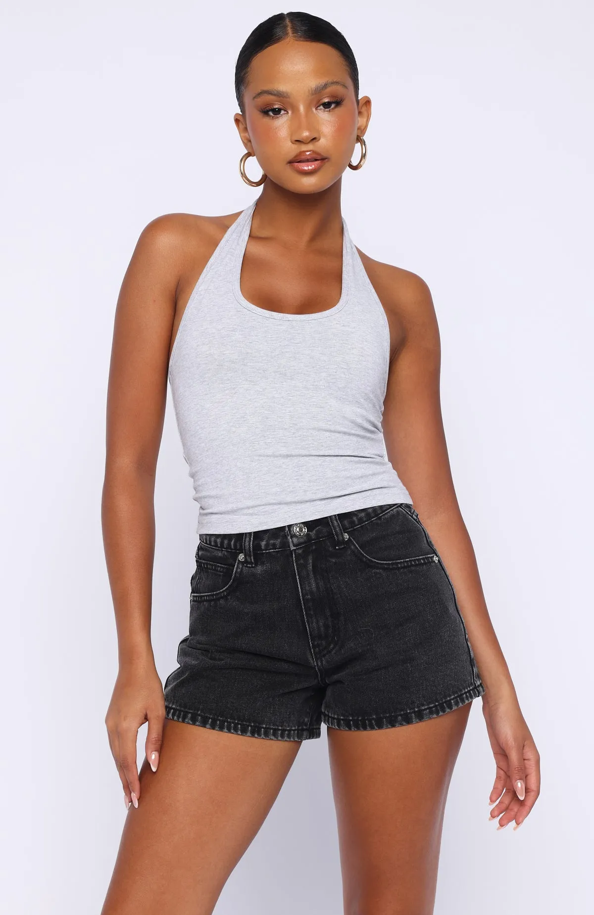 Hayley High Rise Denim Shorts Black Acid sold by White Fox Boutique product image thumbnail 2