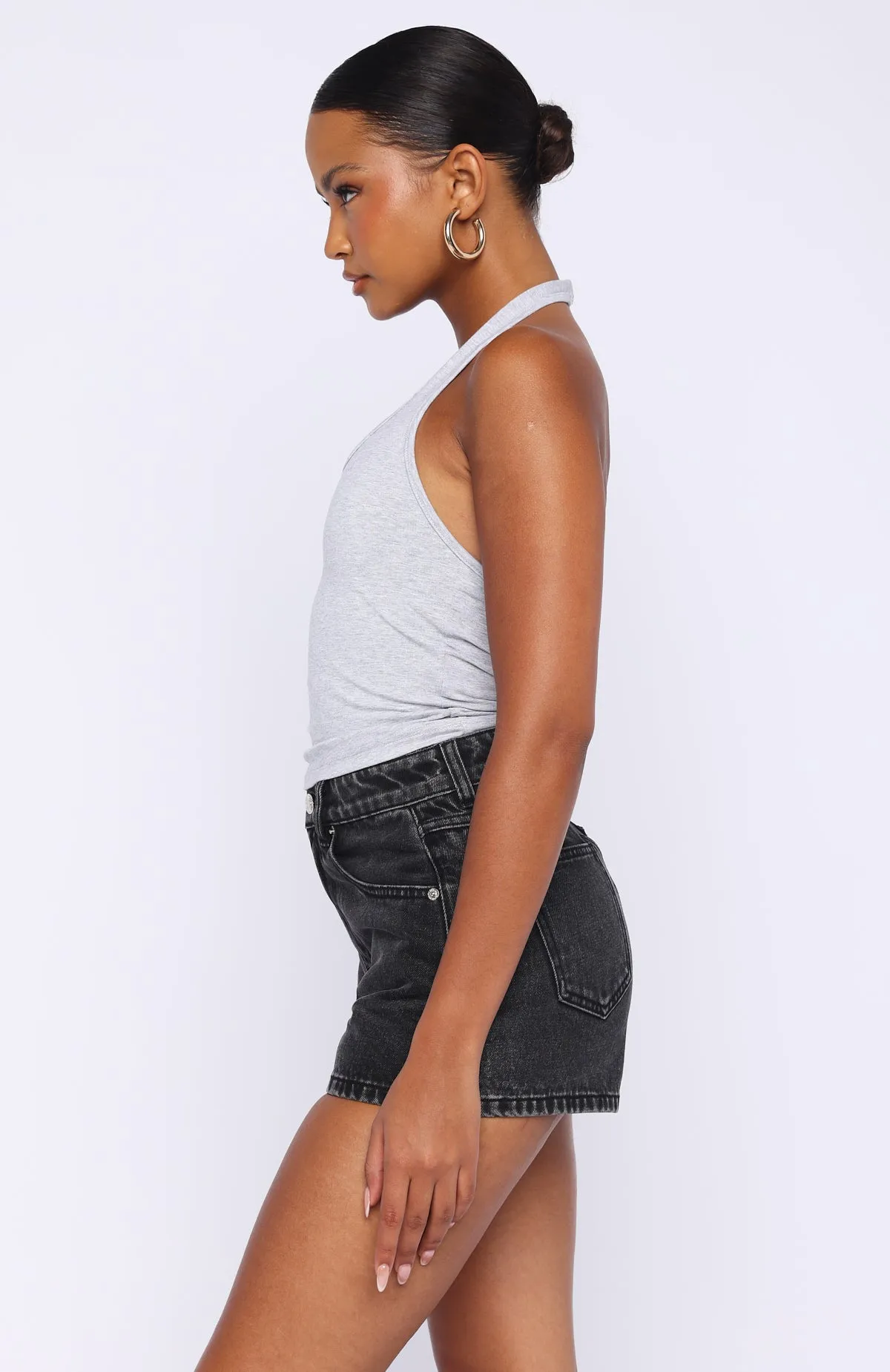 Hayley High Rise Denim Shorts Black Acid sold by White Fox Boutique product image thumbnail 3
