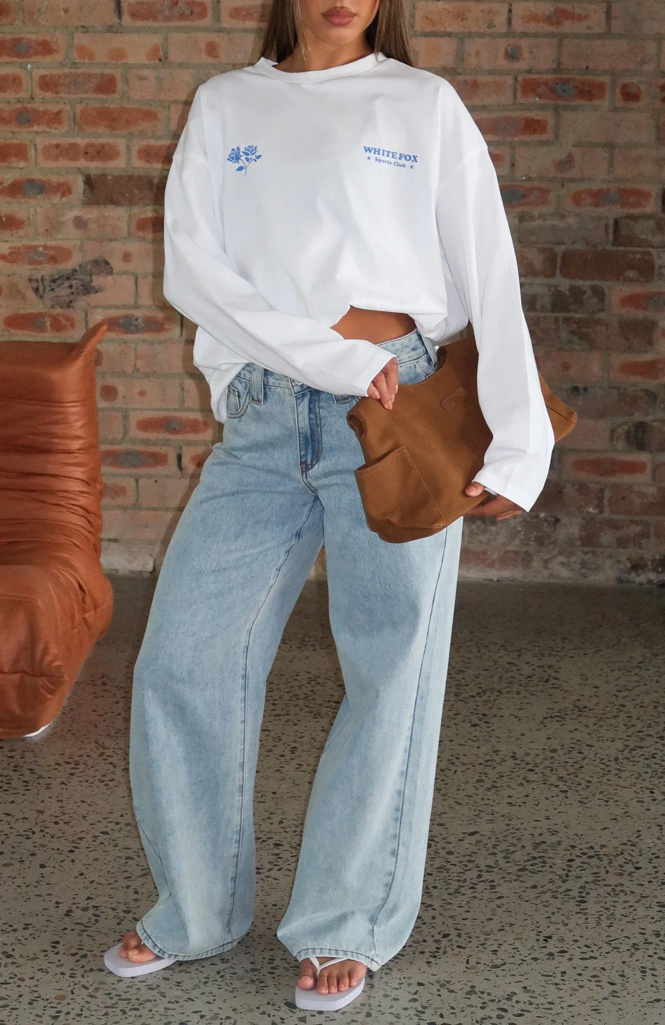 Little Bit Loud Oversized Long Sleeve Tee White sold by White Fox Boutique product image thumbnail 2