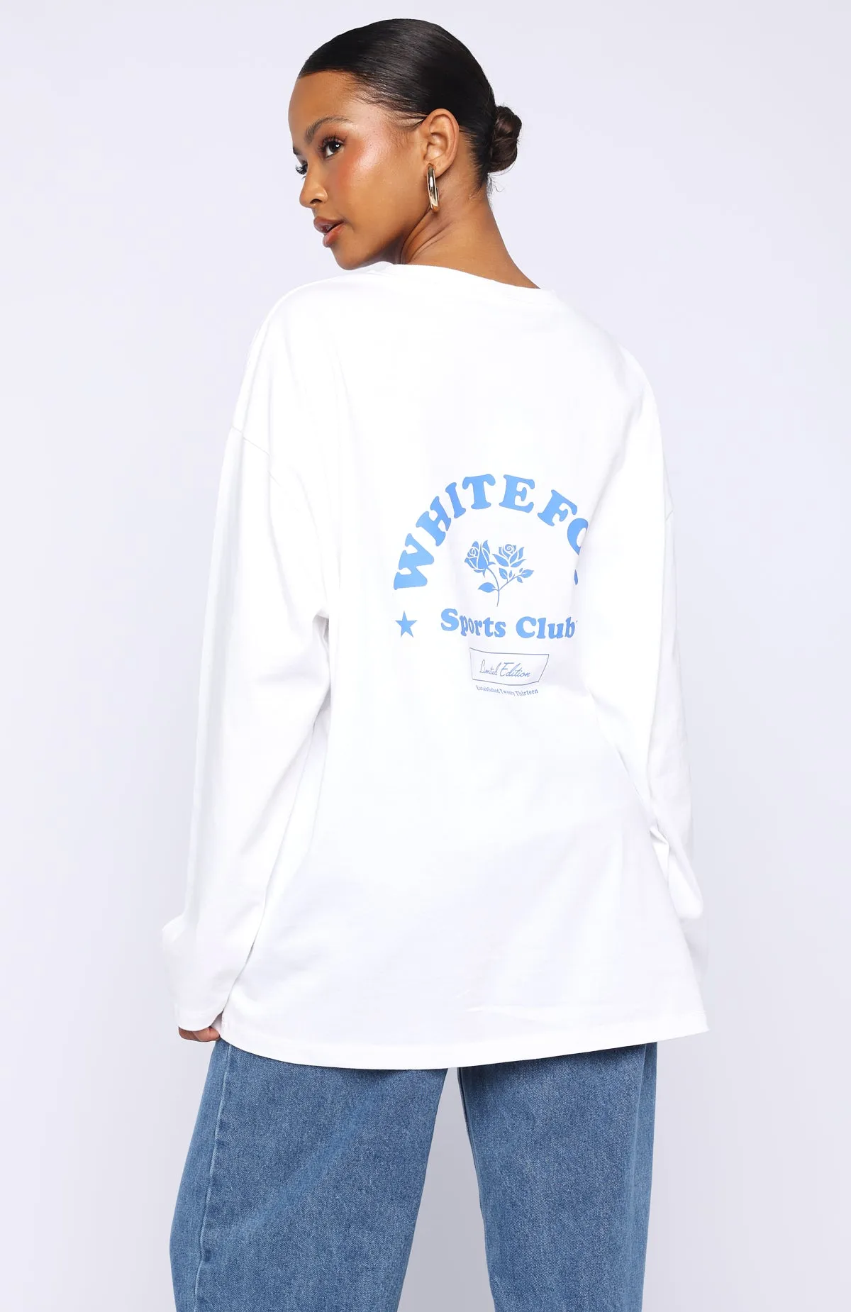 Little Bit Loud Oversized Long Sleeve Tee White sold by White Fox Boutique product image thumbnail 5