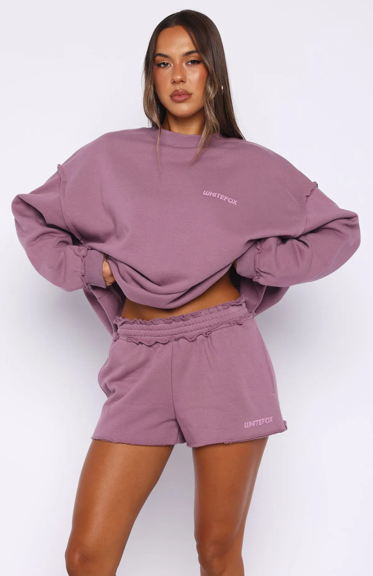 On My Own Terms Lounge Shorts Dusty Plum sold by White Fox Boutique product image thumbnail 2