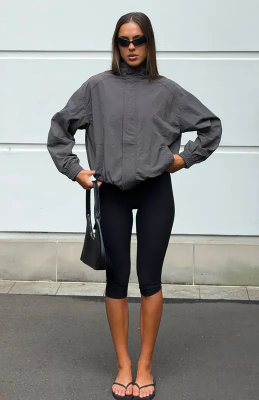 Cool Vibe Funnel Neck Jacket Steel made by White Fox Boutique
