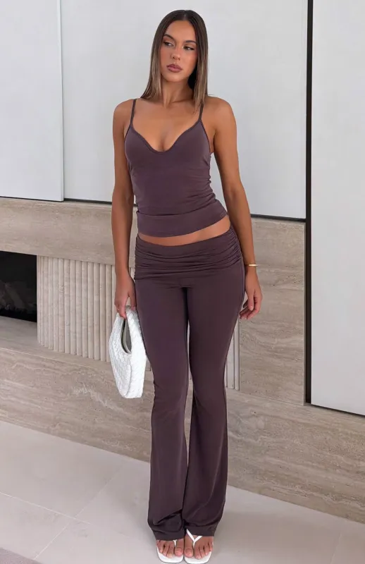 Eiffel Lights Pants Chocolate made by White Fox Boutique