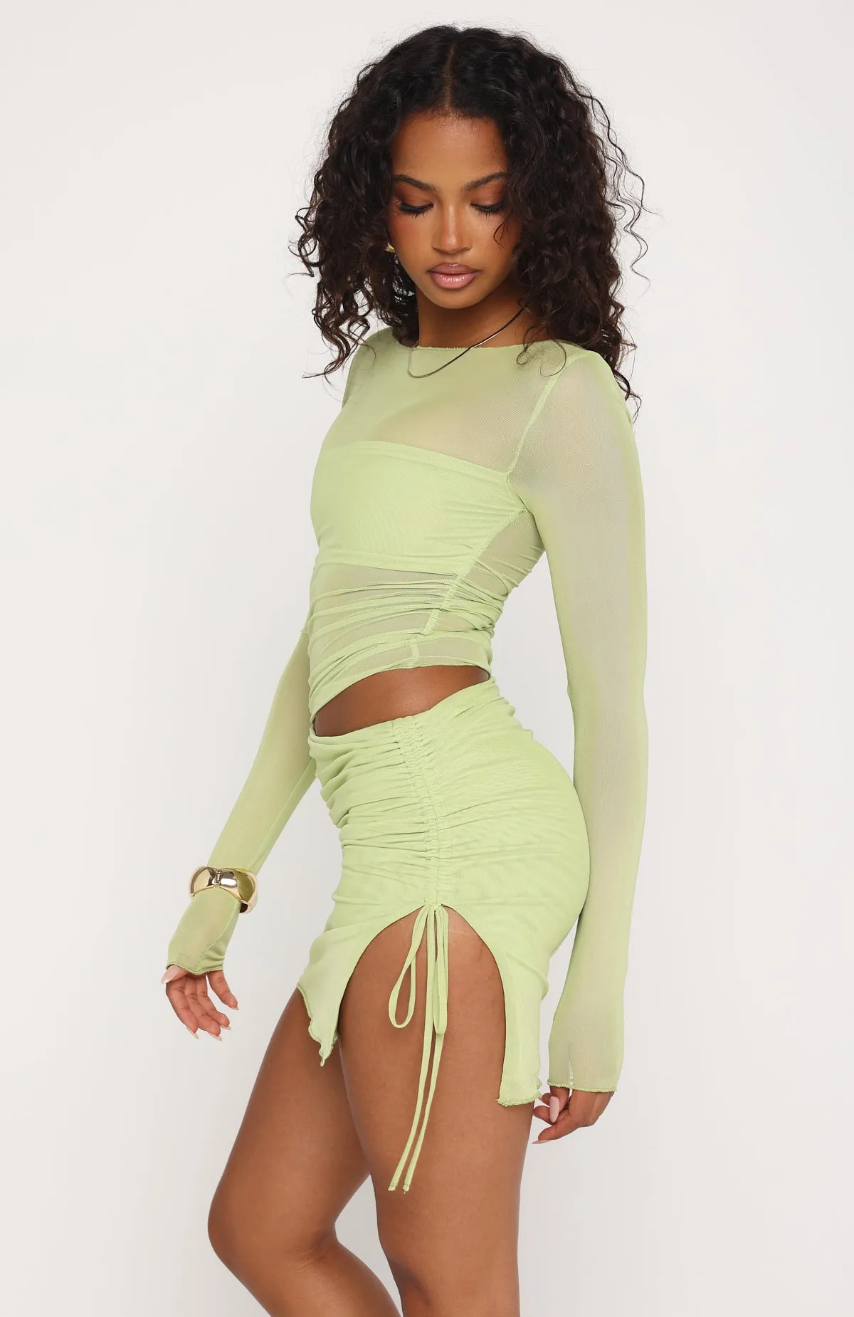 Fall Into Me Long Sleeve Mini Dress Matcha sold by White Fox Boutique product image thumbnail 3