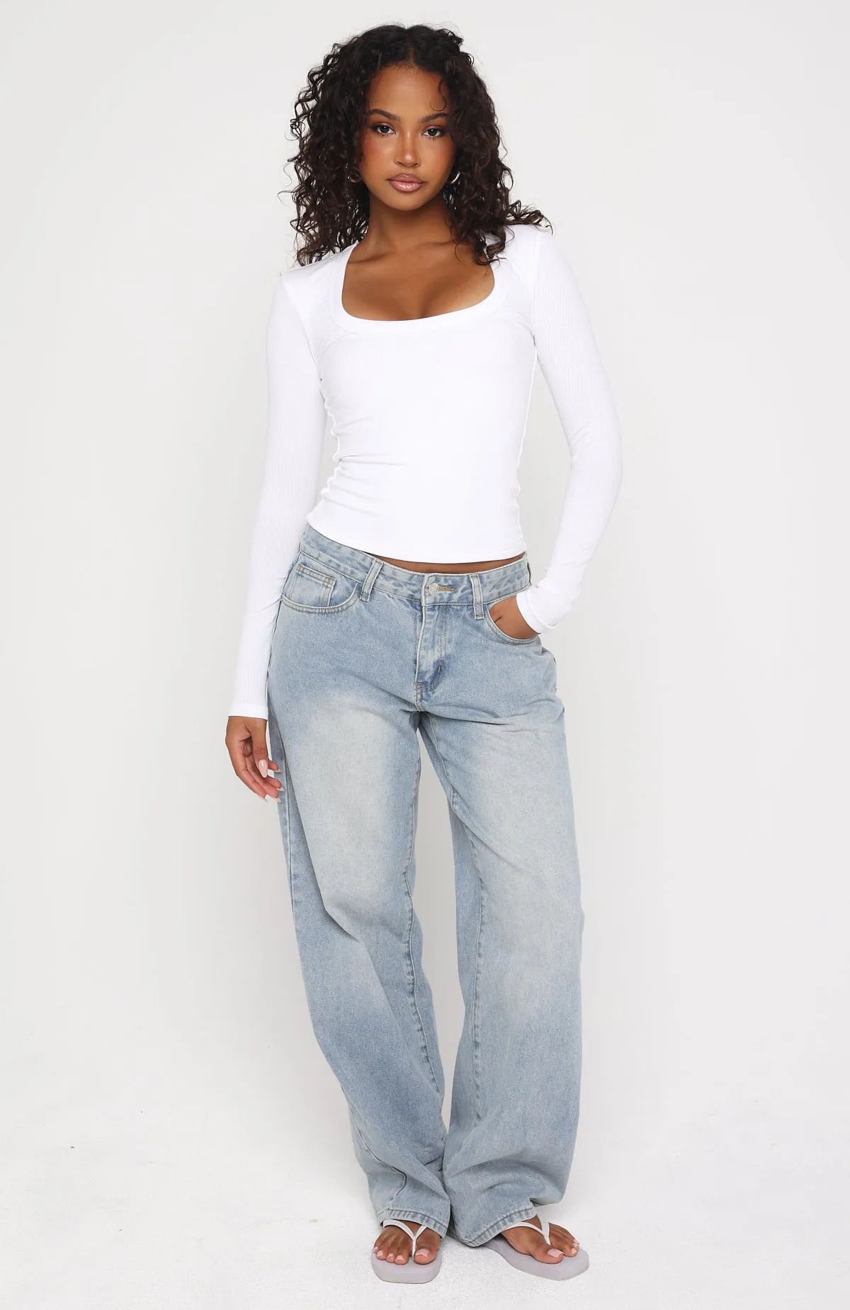 Serenade Her Ribbed Long Sleeve Top White sold by White Fox Boutique product image thumbnail 5
