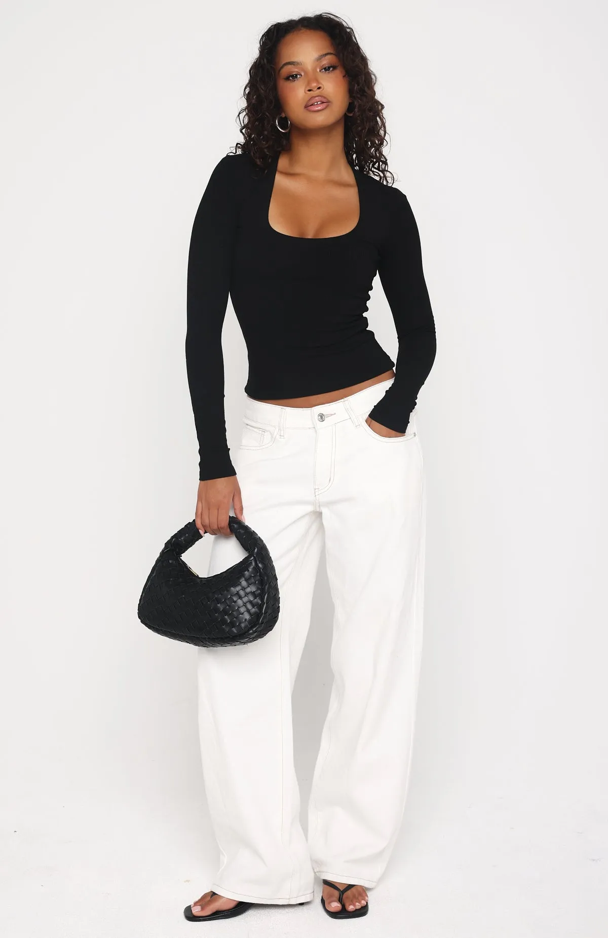 Serenade Her Ribbed Long Sleeve Top Black sold by White Fox Boutique product image thumbnail 5