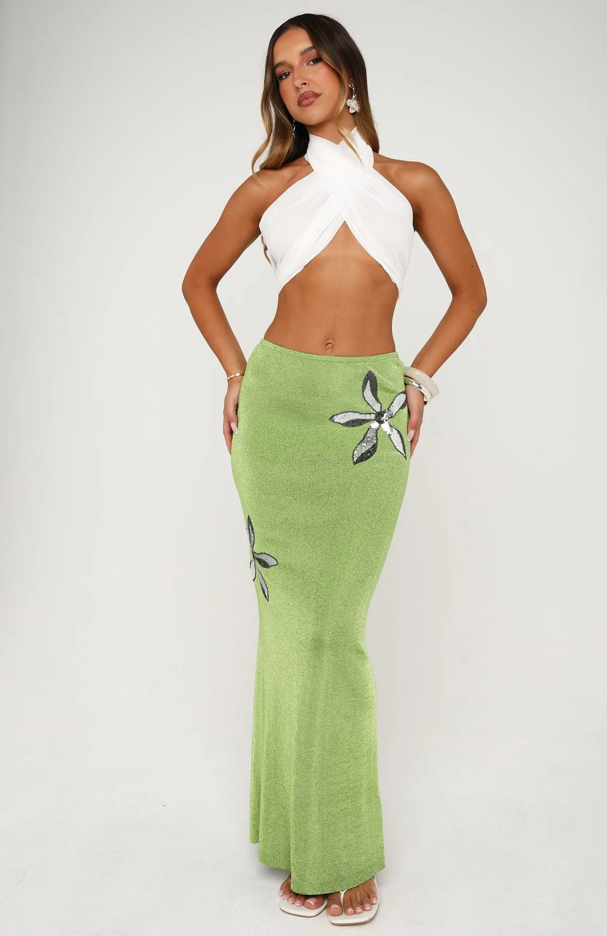 Tide And Bloom Knit Maxi Skirt Kiwi sold by White Fox Boutique product image thumbnail 2