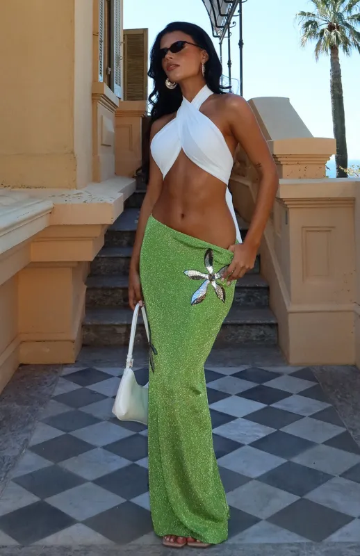 Tide And Bloom Knit Maxi Skirt Kiwi made by White Fox Boutique