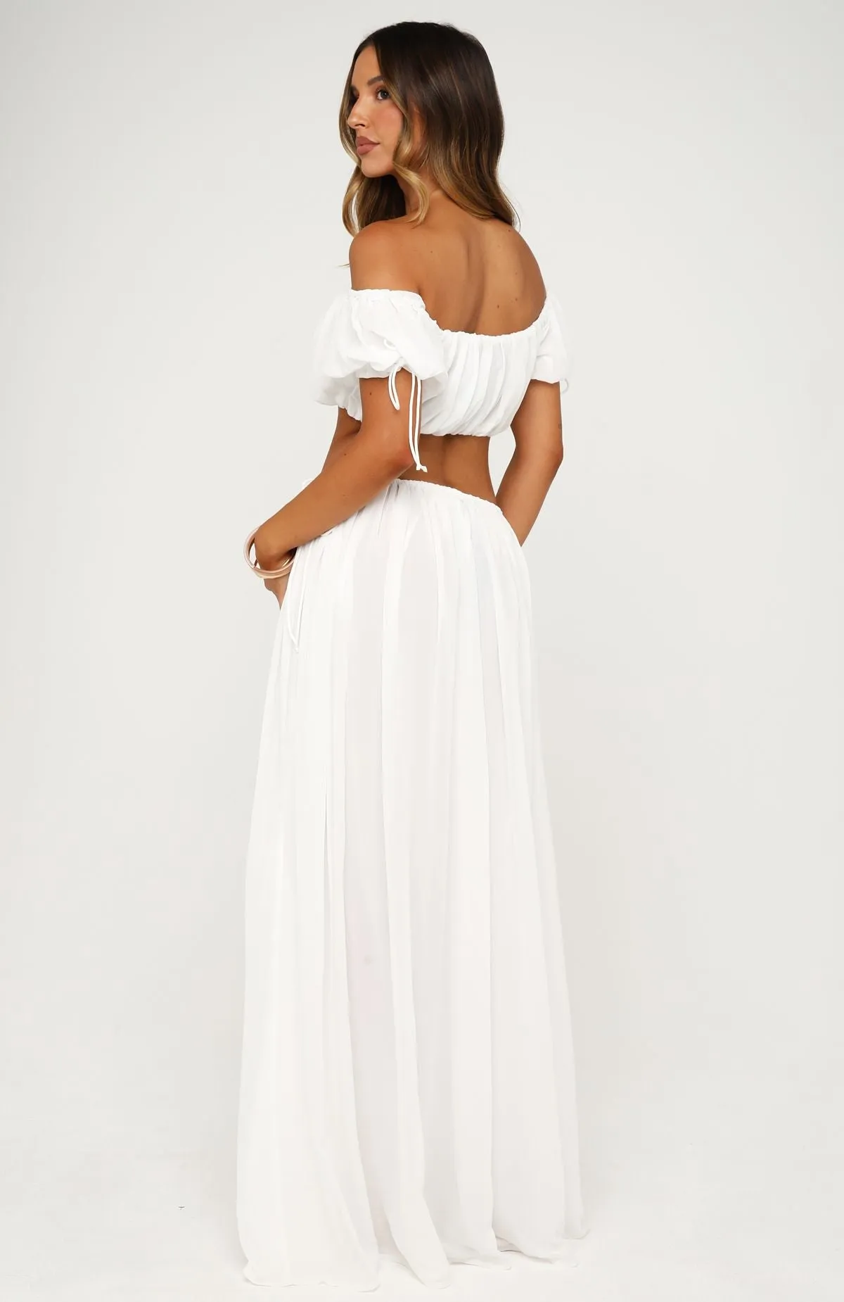 Flounce Flirt Maxi Skirt White sold by White Fox Boutique product image thumbnail 4