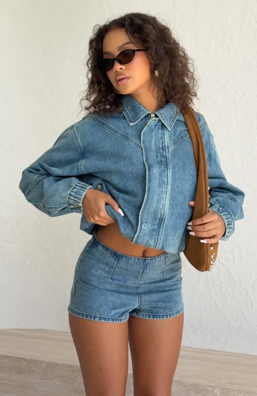 Cooler Than You Denim Shorts Brown Blue Acid made by White Fox Boutique