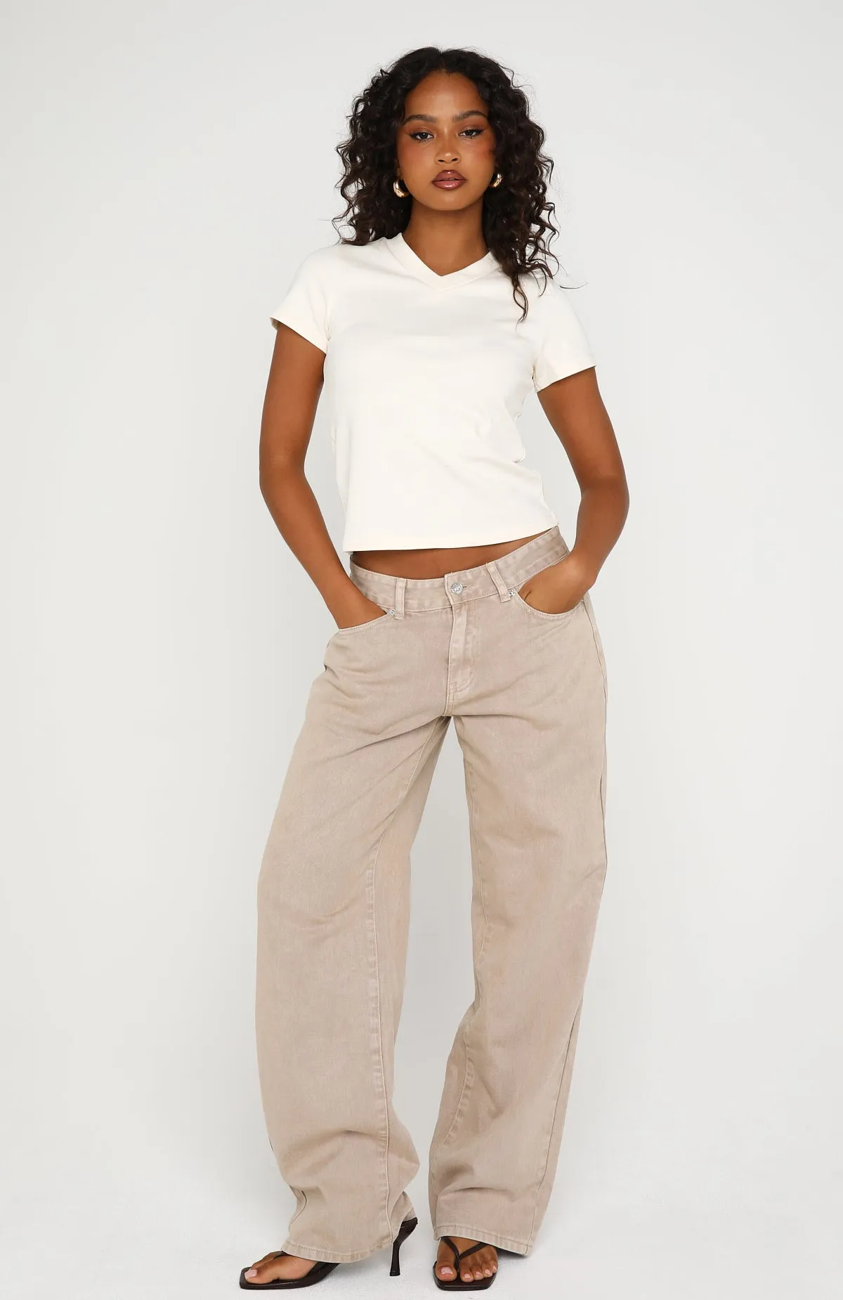 On The Hunt V Neck Top Off White sold by White Fox Boutique product image thumbnail 5