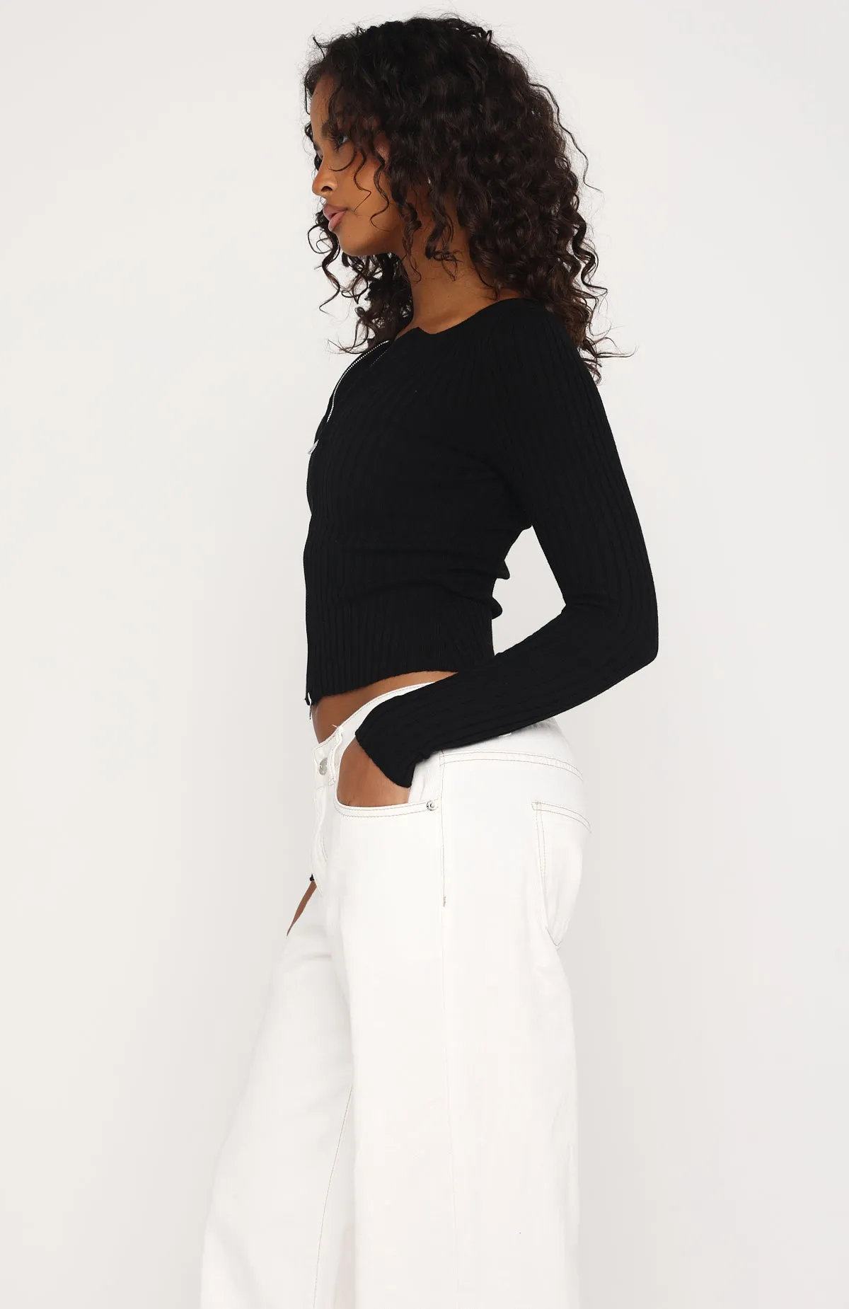 Fine Wine Long Sleeve Knit Top Black sold by White Fox Boutique product image thumbnail 3