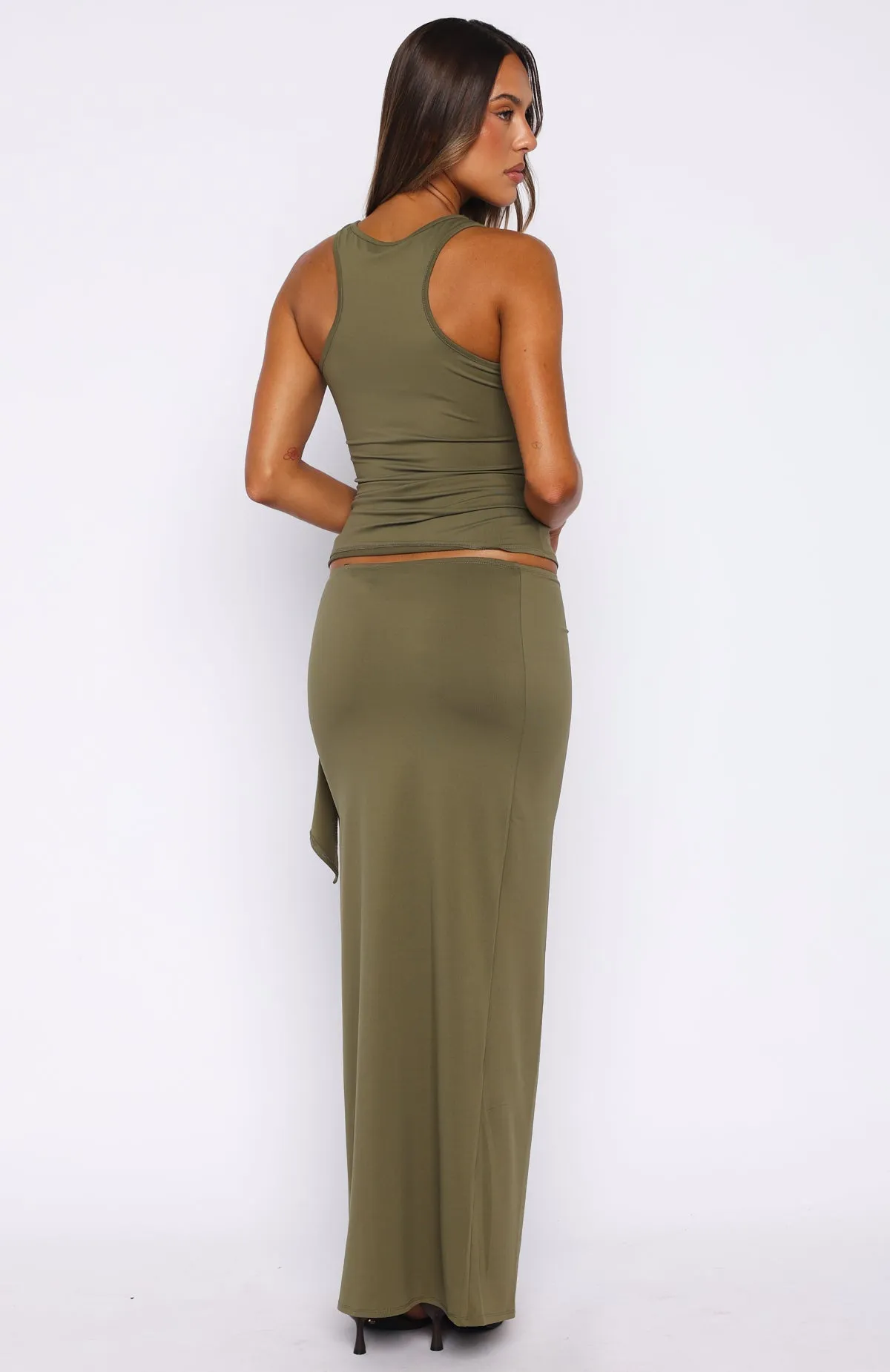 Chasing Stillness Maxi Skirt Olive sold by White Fox Boutique product image thumbnail 4