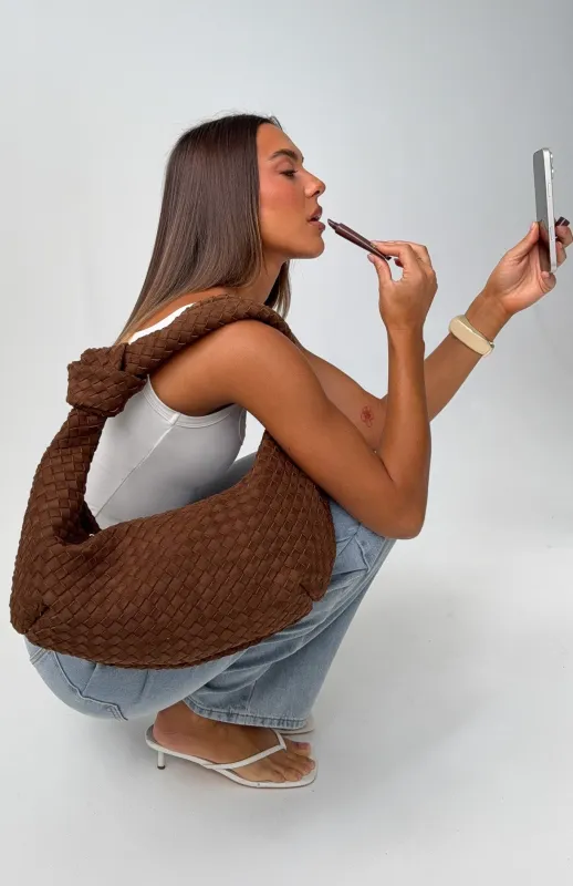 Lexi Shoulder Bag Chocolate Faux Suede made by White Fox Boutique