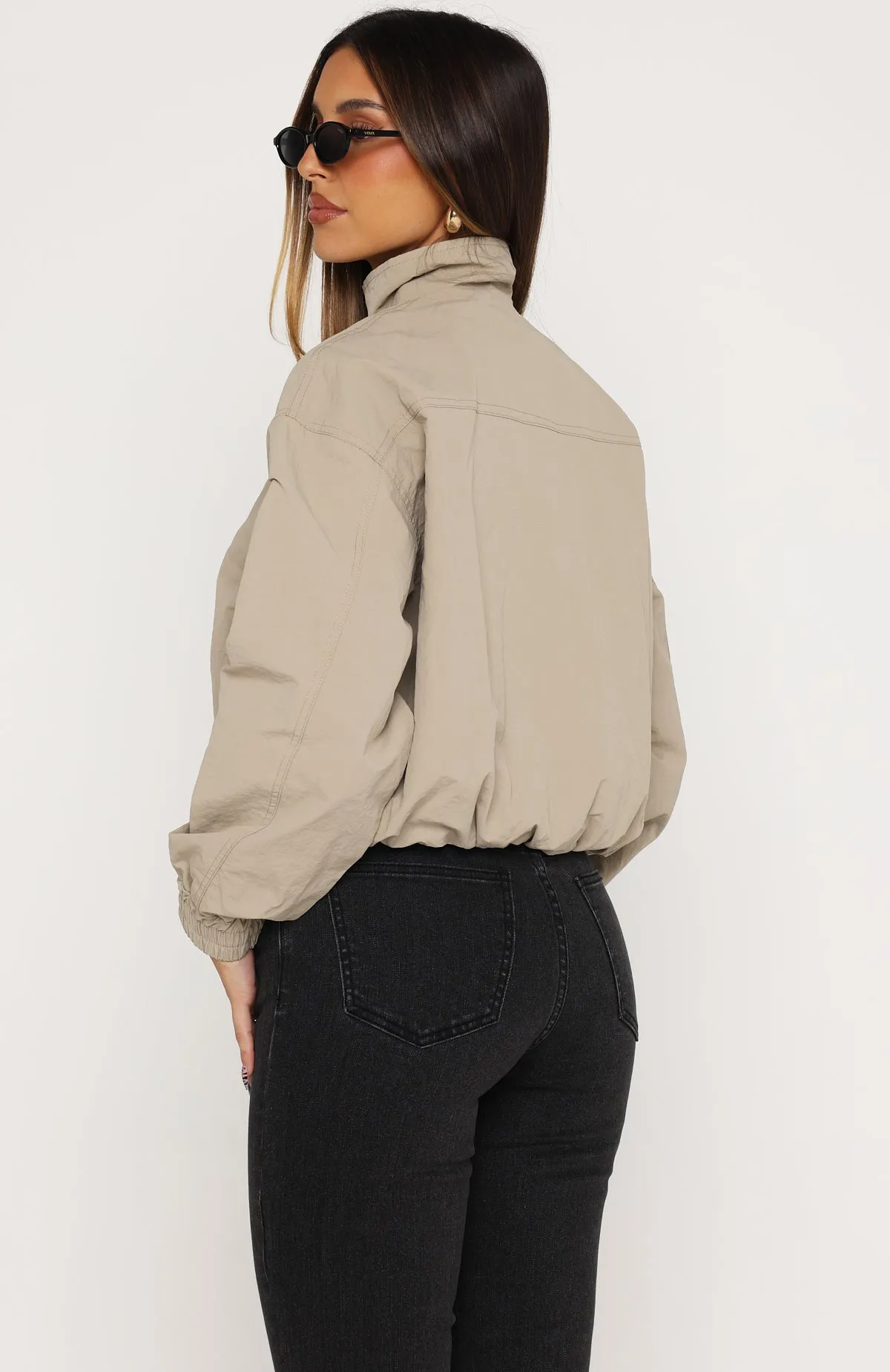 Cool Vibe Funnel Neck Jacket Khaki sold by White Fox Boutique product image thumbnail 4