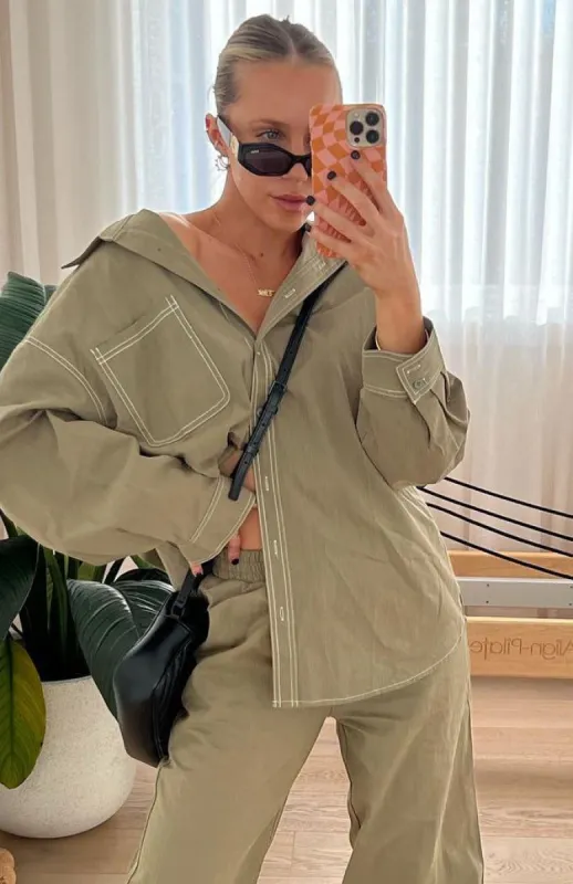 Come Closer Shirt Khaki sold by White Fox Boutique