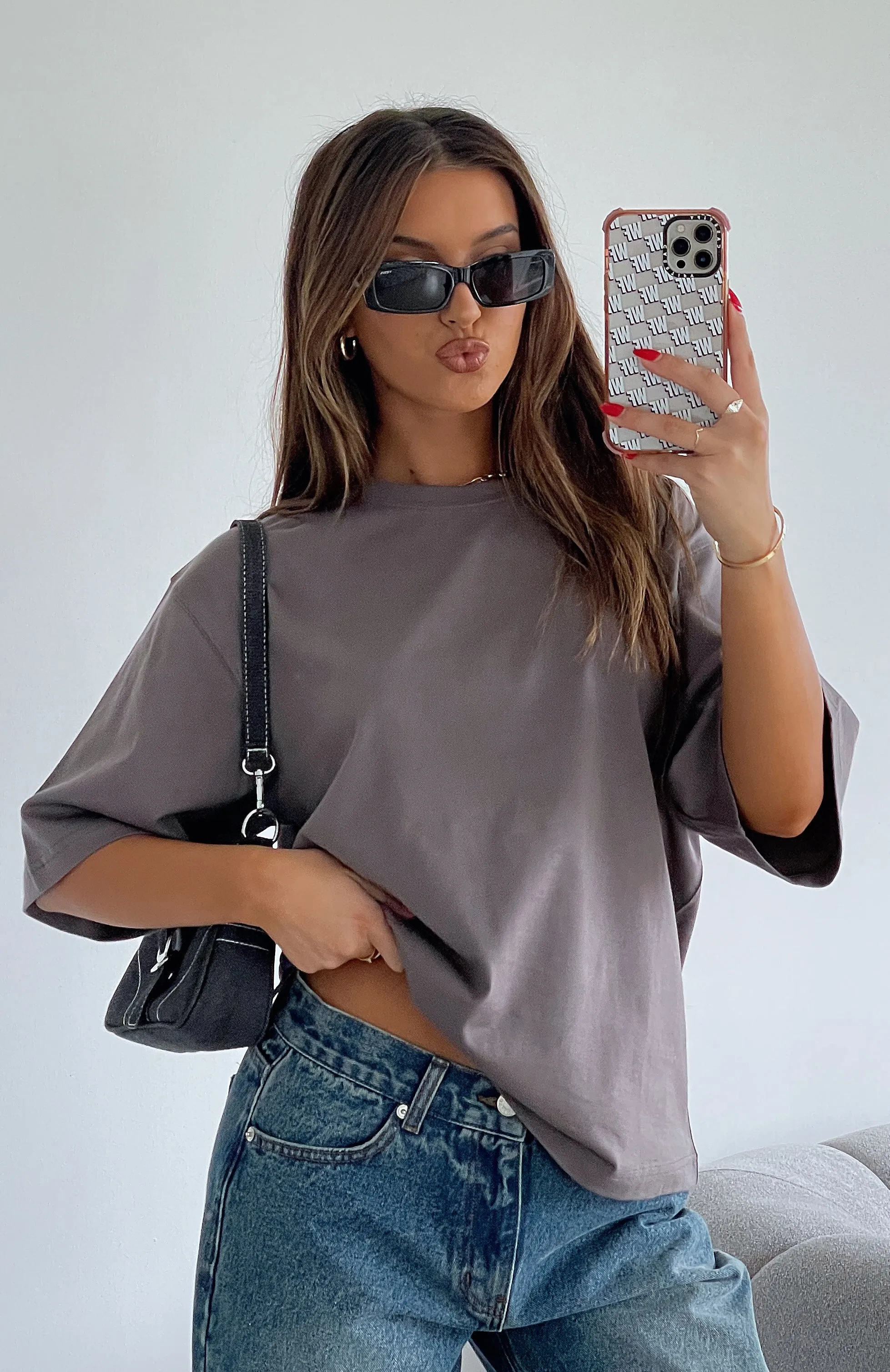 Let It Out Oversized Tee Charcoal sold by White Fox Boutique