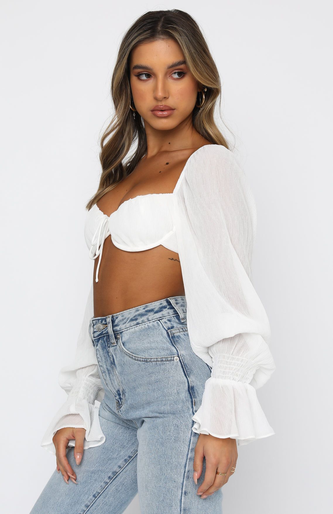 Memorable Moment Long Sleeve Crop White sold by White Fox Boutique product image thumbnail 3