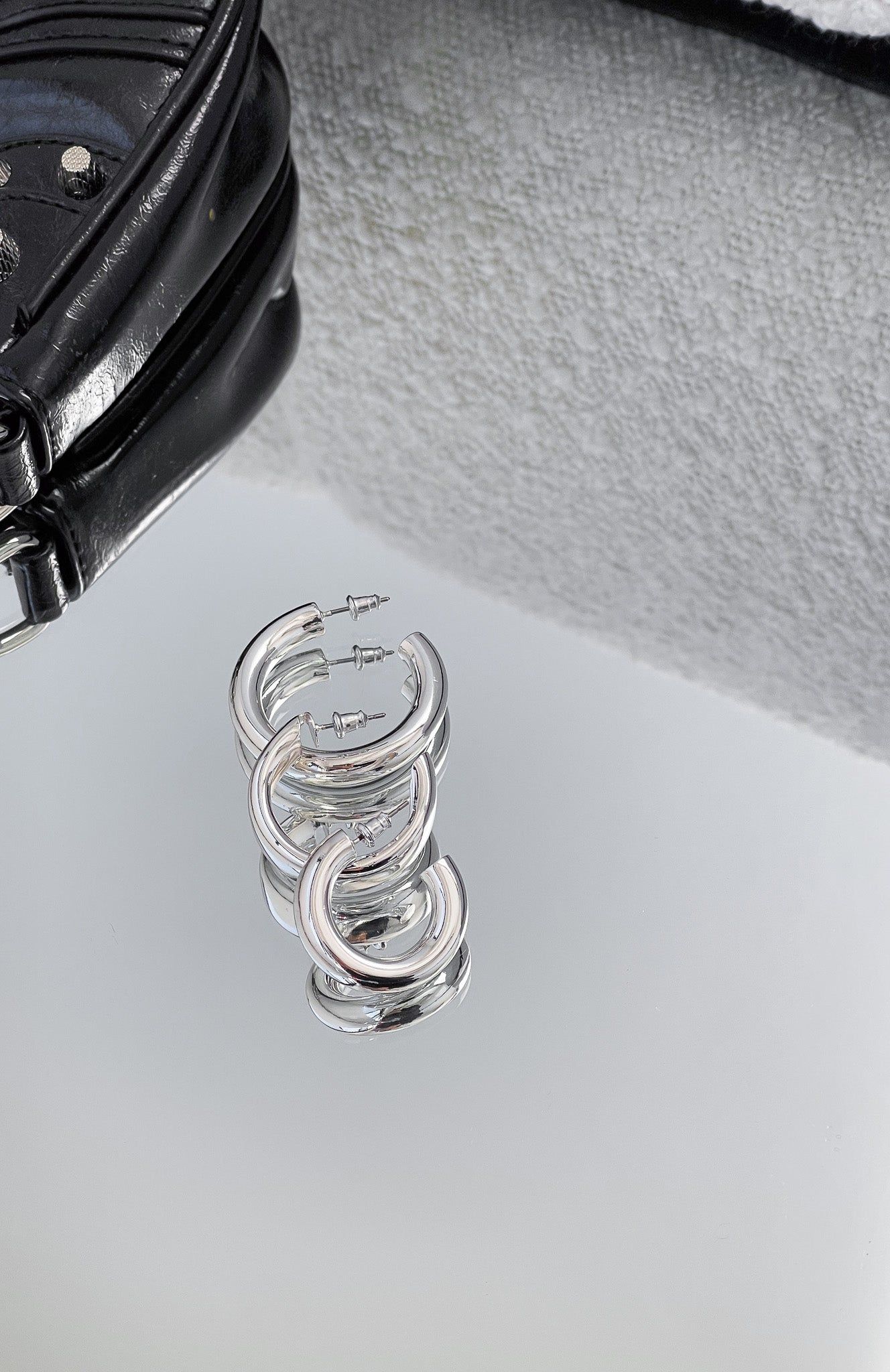 Tully Hoop Earring Set Silver sold by White Fox Boutique product image thumbnail 3