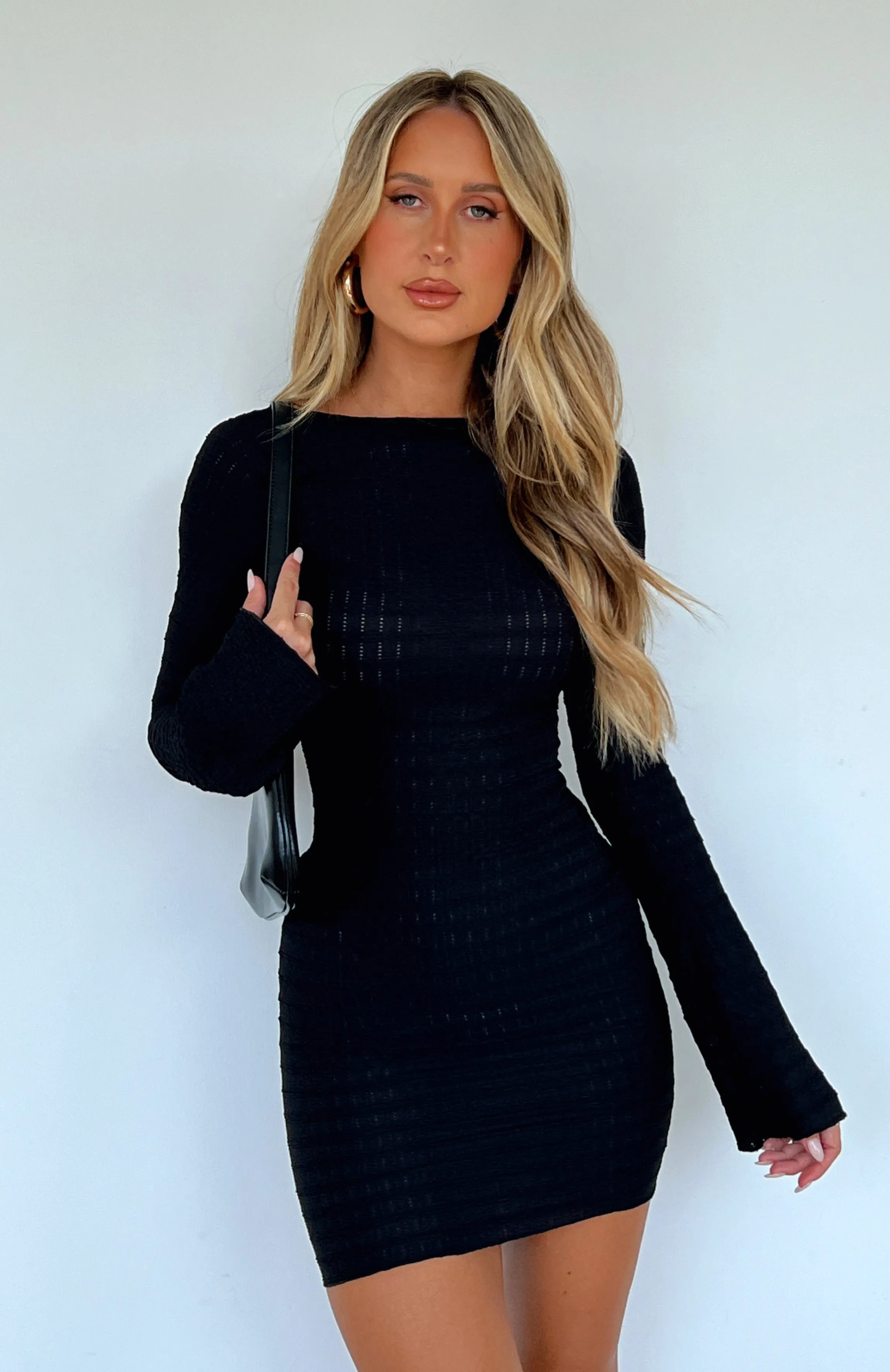 Girl Like You Long Sleeve Mini Dress Black sold by White Fox Boutique