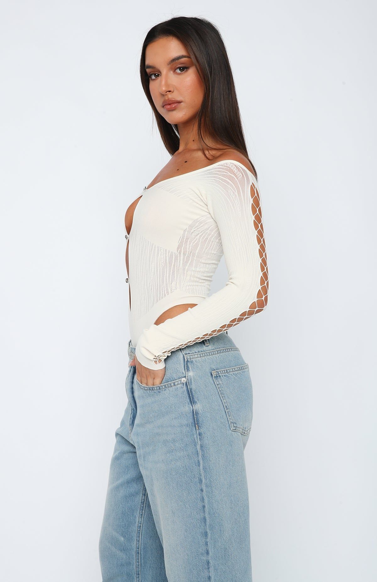 None Of Your Concern Bodysuit Snow sold by White Fox Boutique product image thumbnail 5