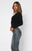 Knew That All Along Long Sleeve Lace Trim Top Black sold by White Fox Boutique