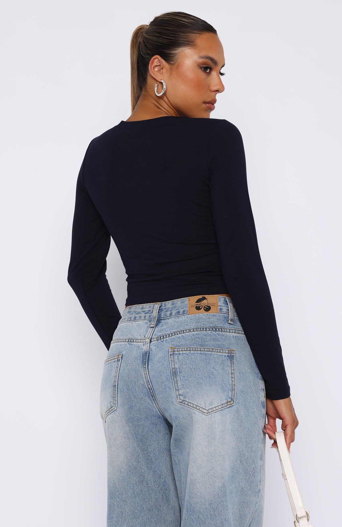 Read About It Long Sleeve Baby Tee Navy sold by White Fox Boutique product image thumbnail 4