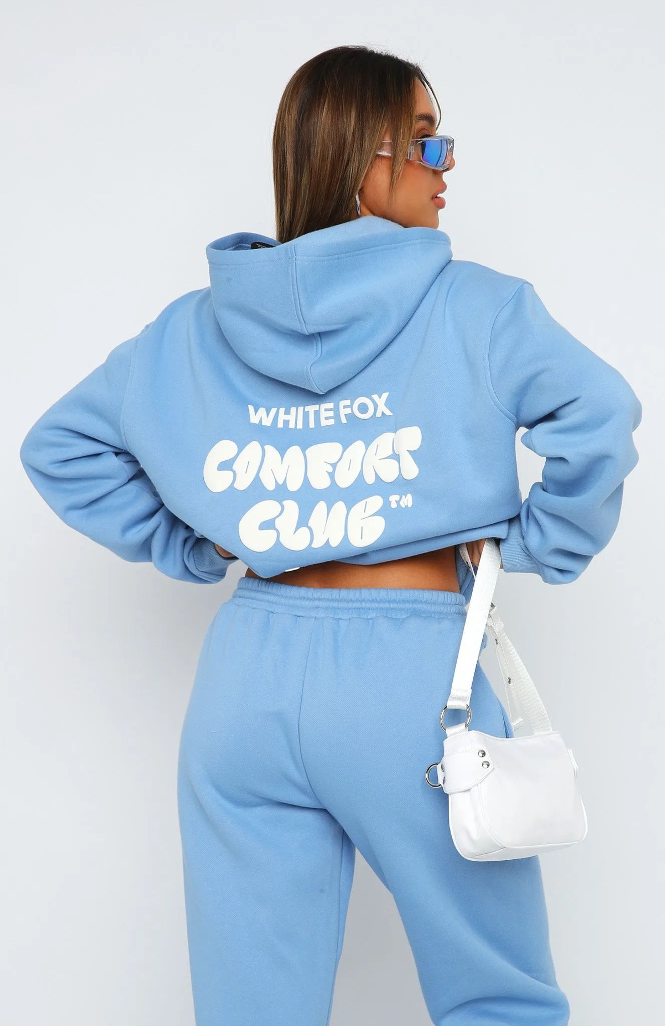 Baby Blue White Fox Hoodie With Love Romance Oversized Sweater