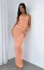 Star Shining Sequin Knit Maxi Skirt Peach sold by White Fox Boutique