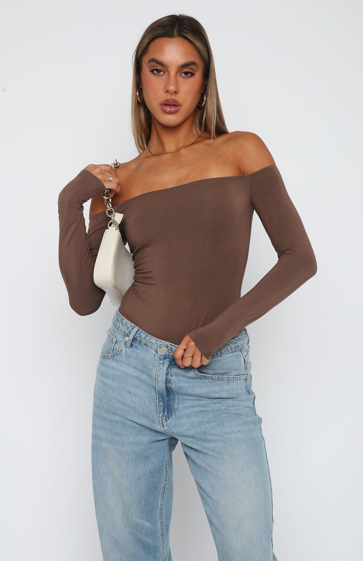 Lose My Mind Long Sleeve Bodysuit Mocha sold by White Fox Boutique product image thumbnail 4