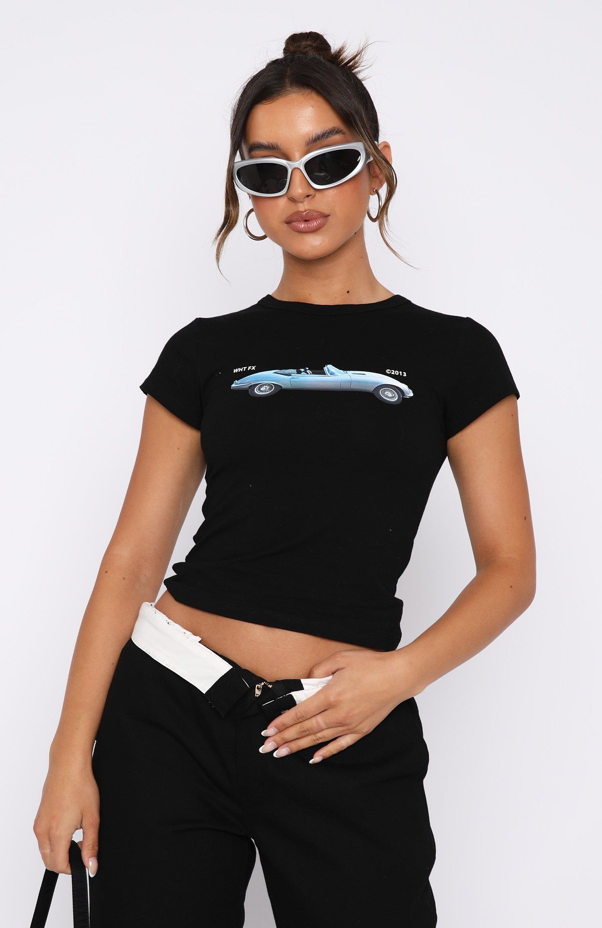 Drive All Night Baby Tee Black sold by White Fox Boutique product image thumbnail 2