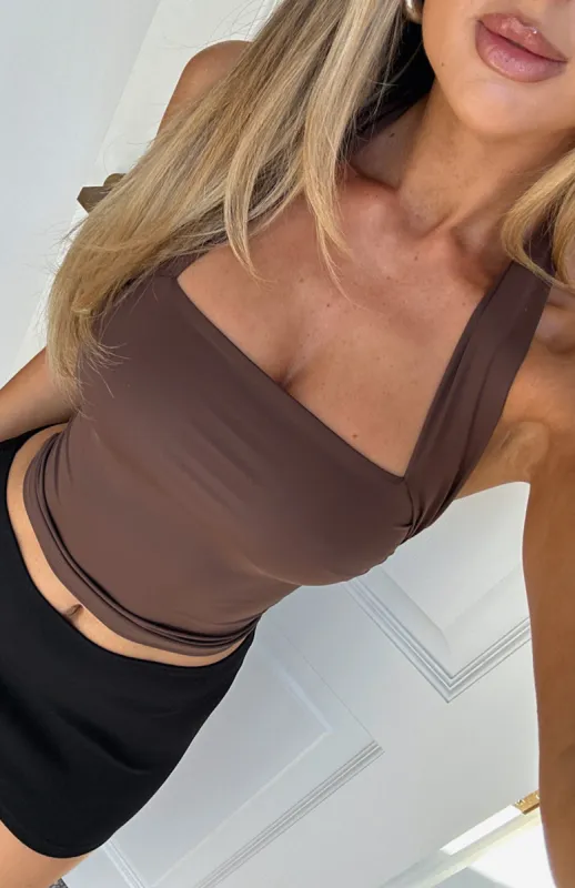 Out Of Touch Halter Top Chocolate sold by White Fox Boutique
