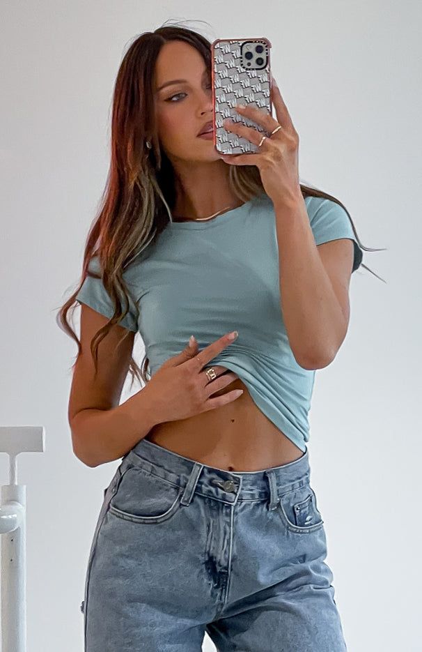 Too Blessed Tee Sage sold by White Fox Boutique