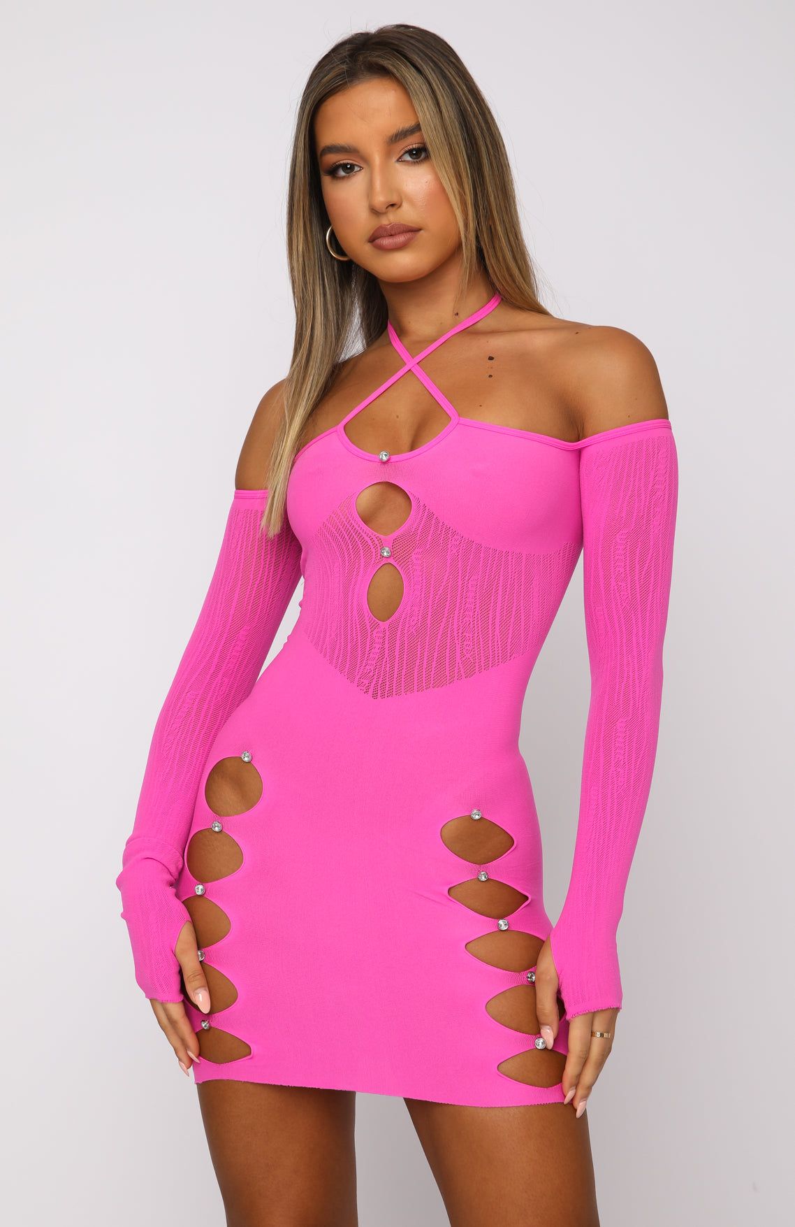 Keep On Looking Mini Dress Hot Pink sold by White Fox Boutique product image thumbnail 2