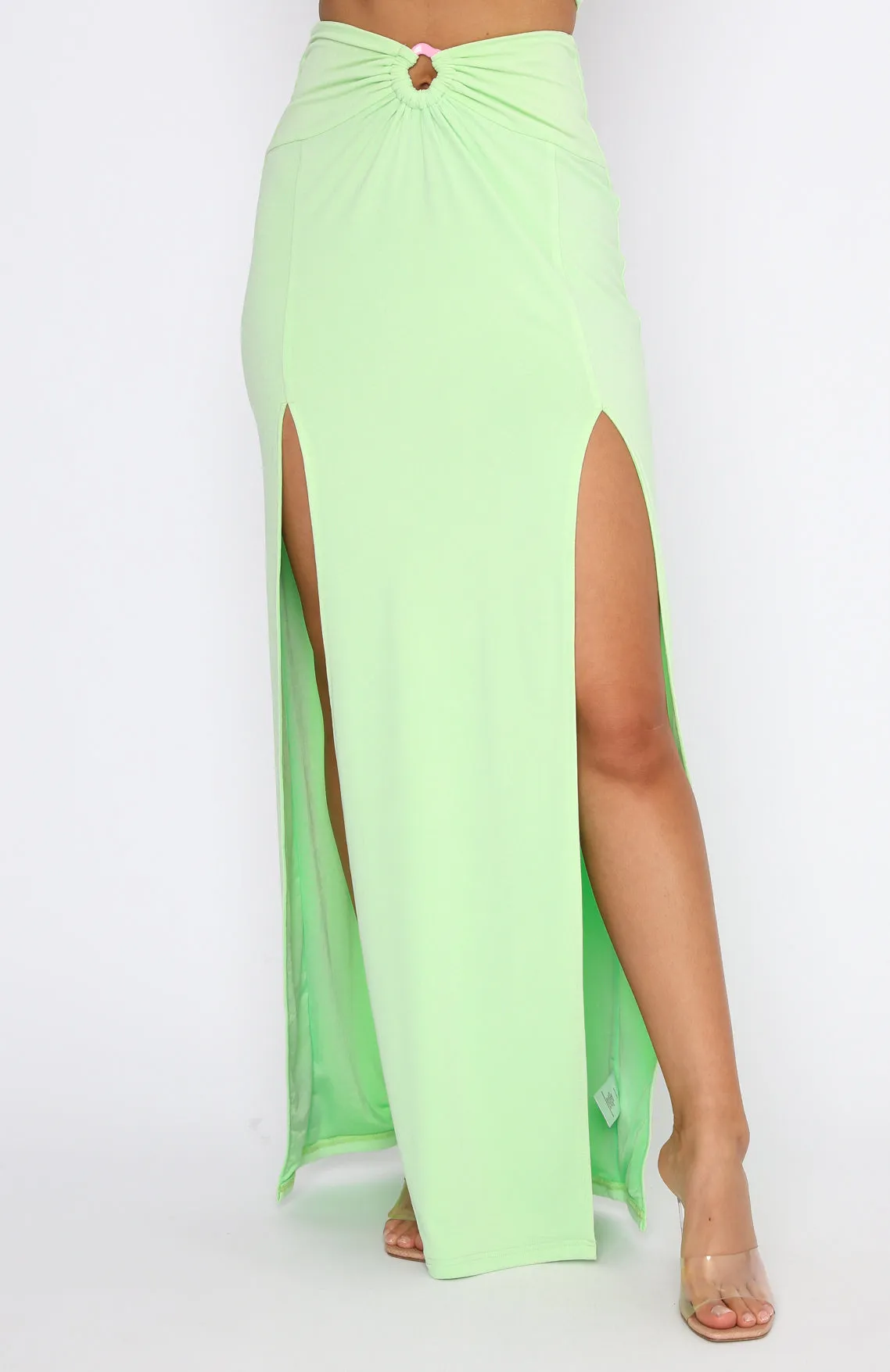 Read My Mind Maxi Skirt Lime sold by White Fox Boutique product image thumbnail 2