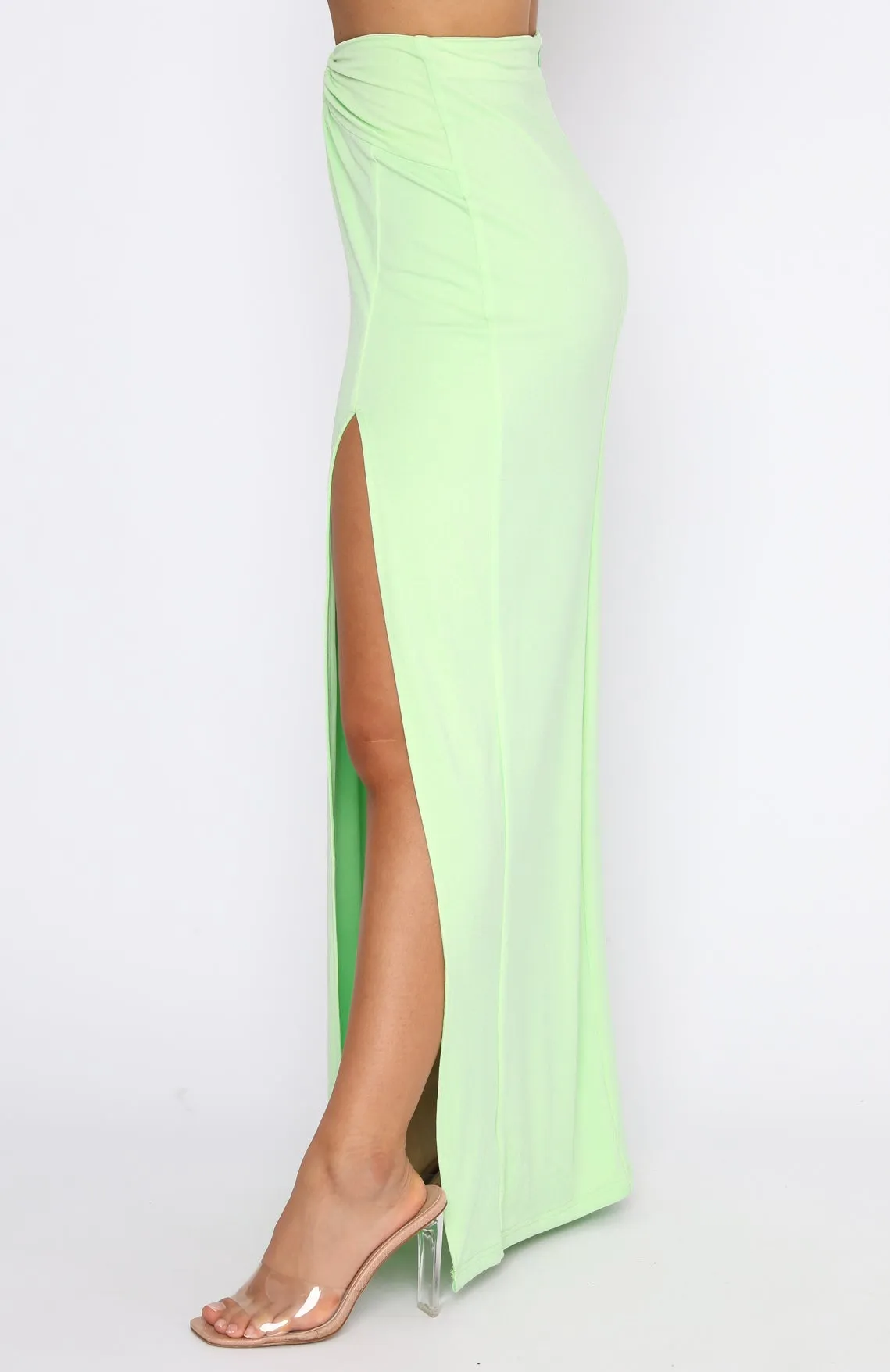 Read My Mind Maxi Skirt Lime sold by White Fox Boutique product image thumbnail 3