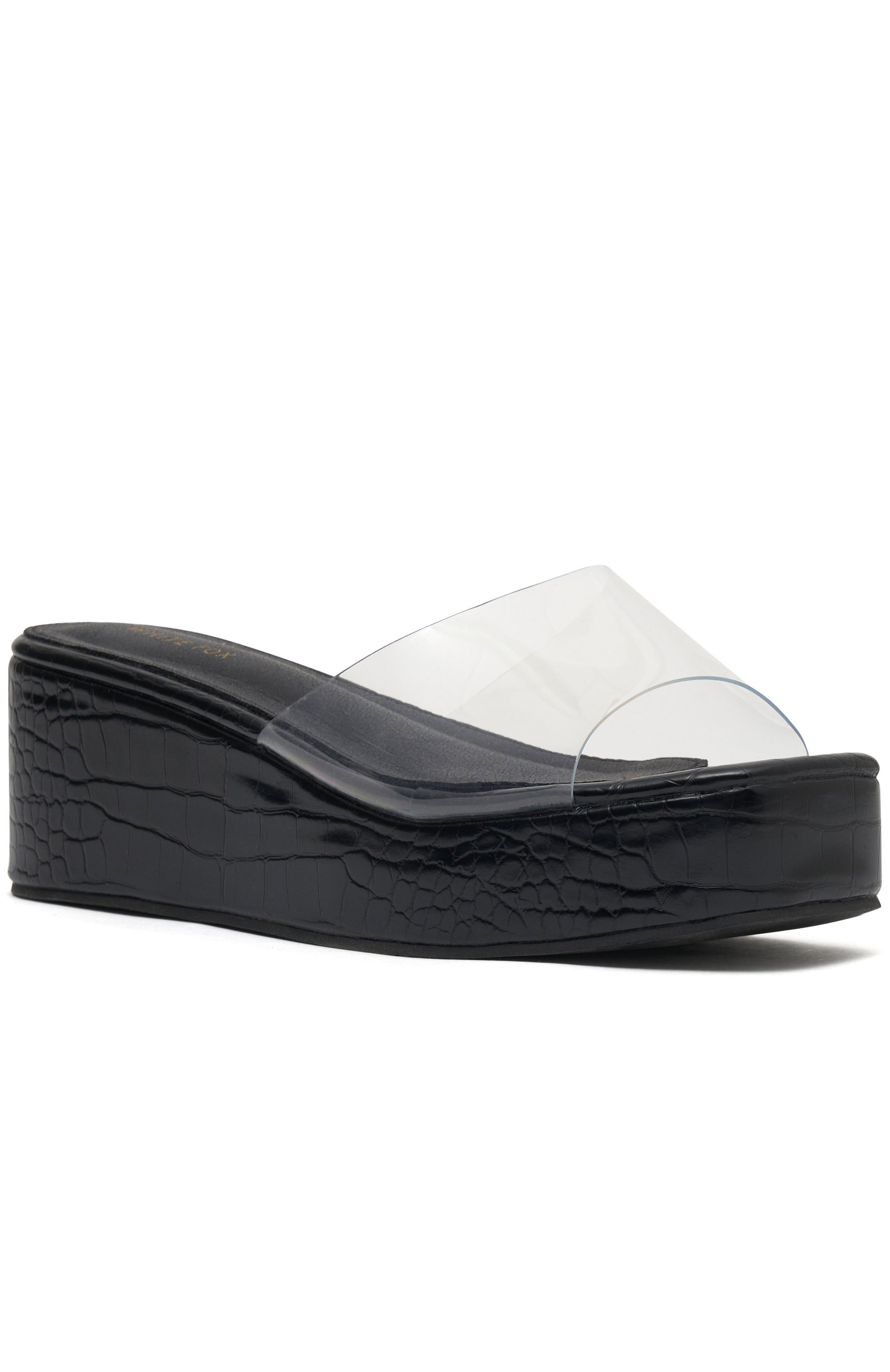 Rayna Platform Slides Black Croc sold by White Fox Boutique product image thumbnail 3