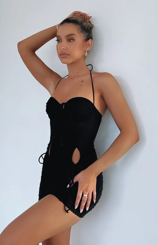 Play My Game Mini Dress Black sold by White Fox Boutique